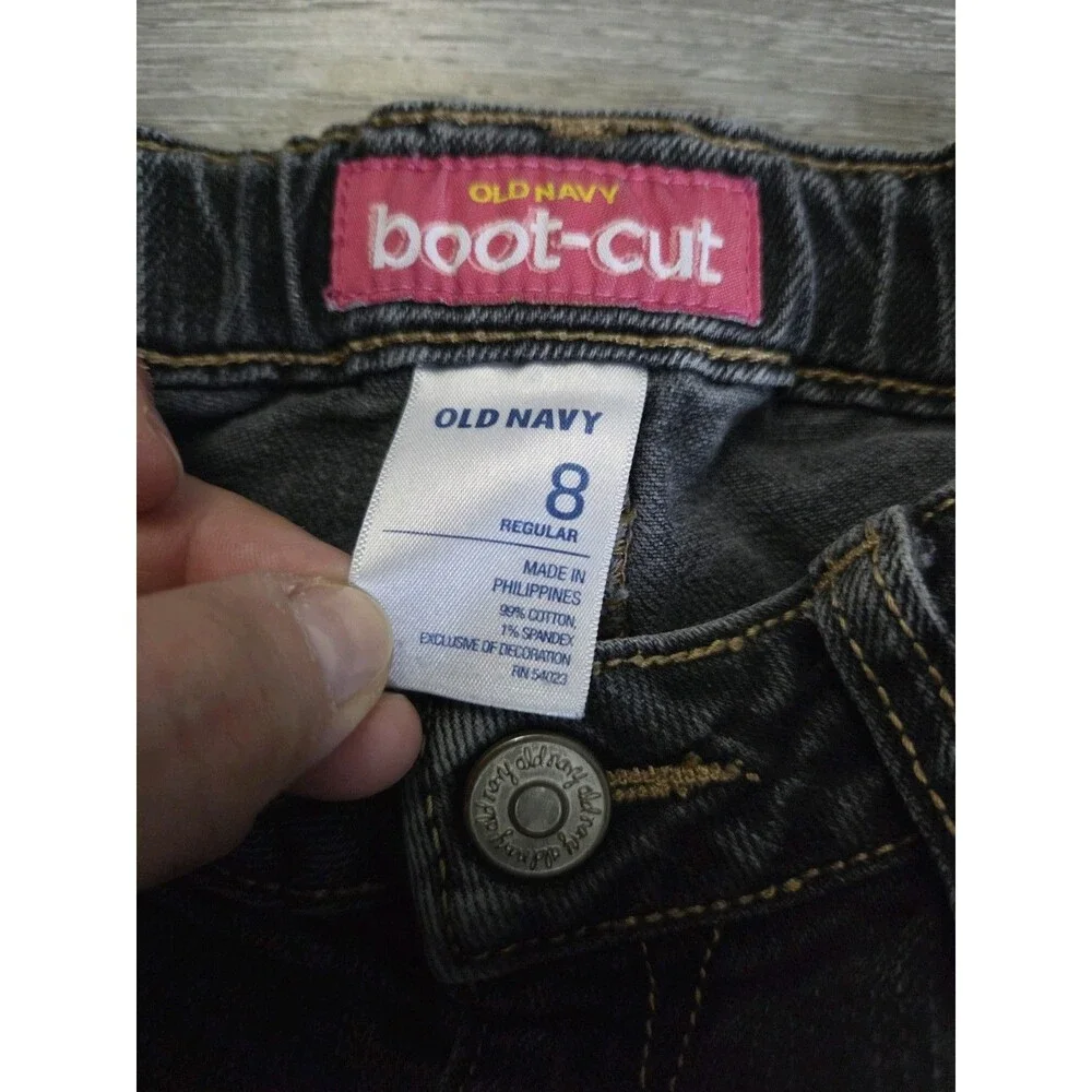 Old Navy Boot-Cut Jeans Girls Size 8 Regular Dark Wash Stretch Denim